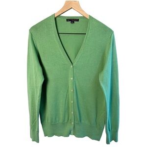 Brooks Brothers Supima Cotton V-Neck Cardigan | Lime Green | Size L
